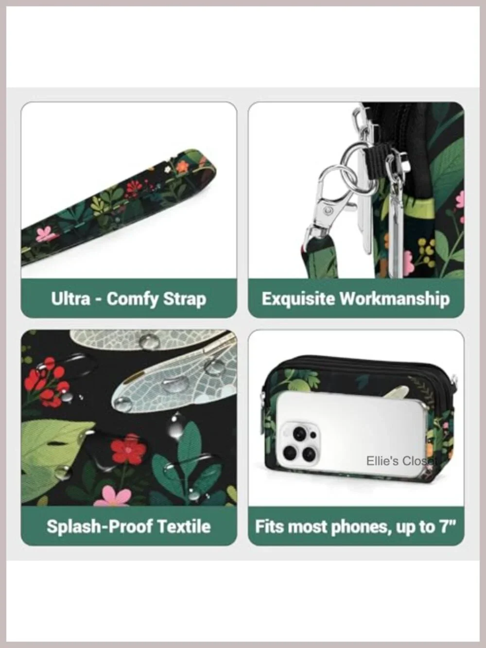 Small Crossbody Bags for Women, 3 Zippers Nylon Travel Phone Wallet Purse